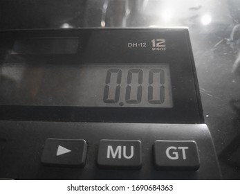 
calculator lying on the work table