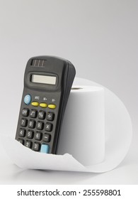 calculator on the adding tape machine