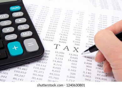 A calculator on financial chart, financial concept. - Shutterstock ID 1240630801