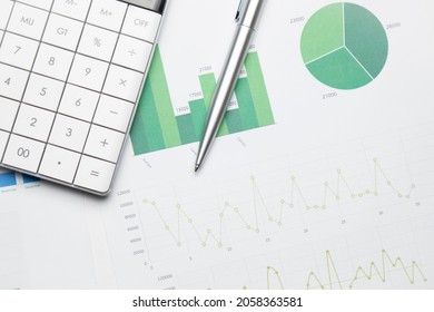 Calculator On Graph Paper. Finance Development, Banking Account, Statistics, Investment Analytic Research Data Economy, Stock Exchange Trading, Business Company Concept.