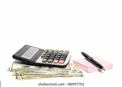 Calculator On Money Banknote, Finance And Savings