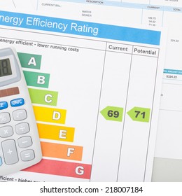 Calculator With Utility Bill And Energy Efficiency Chart - 1 To 1 Ratio