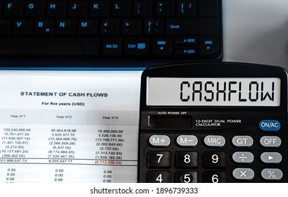 Calculator With The Word Cashflow On The Display. Money, Finance And Business Concept