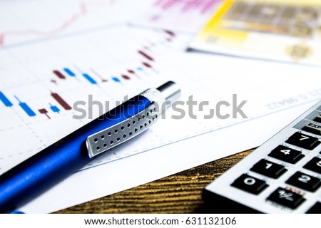 Calculatorpencil Money On Graffica Dow Jones Stock Photo Edit Now - 