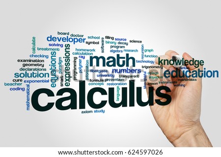 Calculus word cloud concept on grey background.