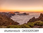 Caldera de Taburiente National Park, Island La Palma, Canary Islands, Spain, Europe.
Caldera de Taburiente at sunset. View from Mirador de Los Andenes.