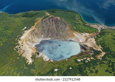 Caldera of the Golovnin Volcano on Kunashir Island. Russia.