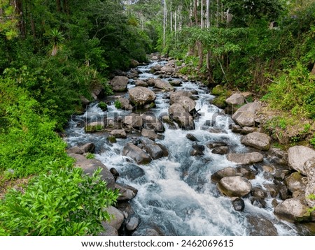 The Caldera River, flowing down through the cloud forest, Boquete, Panama, Central America - stock photo 