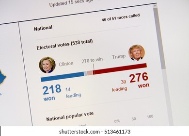 CALDWELL, IDAHO - NOVEMBER 9, 2016: Bing.com Showing Their Election Results Just After Trump Passed 270 Electoral College Votes