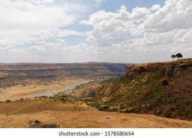 The Caledon River Passing Through Arid Landscape Ficksburg