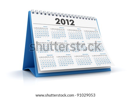 Calendar 2012 in white background