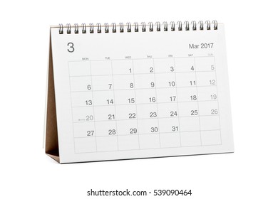 Calendar 2017 Isolated On White Background