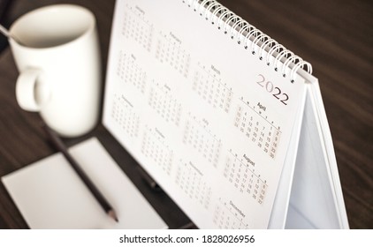 Calendar 2022 On Wooden Desk