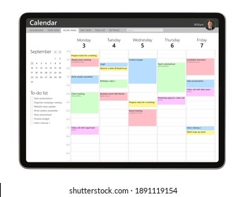 Calendar App Sample Interface Design On Tablet Computer