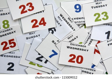  Calendar Cards With Week Days And Months, From Above