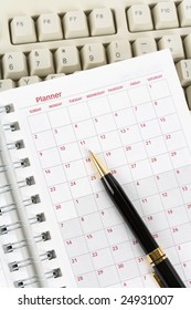 calendar and computer keyboard close up