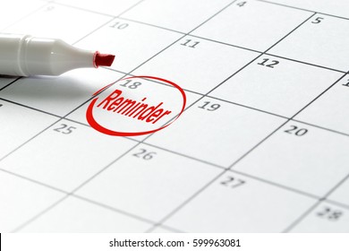 Calendar Date Circled With Red Marker Pen As Reminder