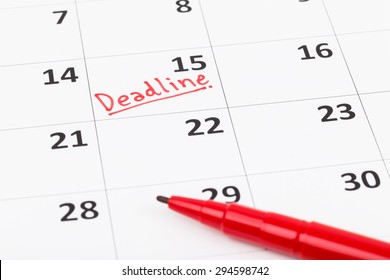 Calendar Deadline Written Red Pen Stock Photo 294598742 