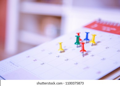 Calendar Event Planner Is Busy.calendar,clock To Set Timetable Organize Schedule,planning For Business Meeting Or Travel Planning Concept.