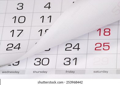 Calendar fragment perspective shot with partial blurred areas