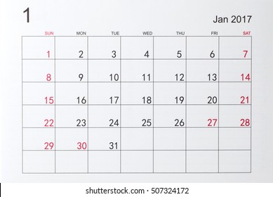 Calendar For January 2017