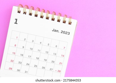 calendar January 2023 on a purple background