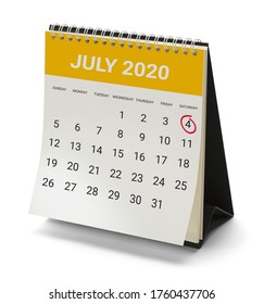 Calendar Of July 2020, 4th Of July, Holiday