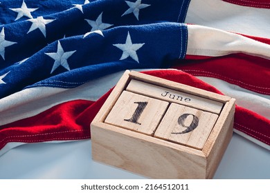 Calendar With Juneteenth National Independence Day June, 19 Date With US Flag