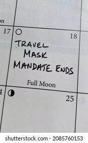 Calendar Marked For The End Of The US Travel Mask Mandate On March 18, 2022