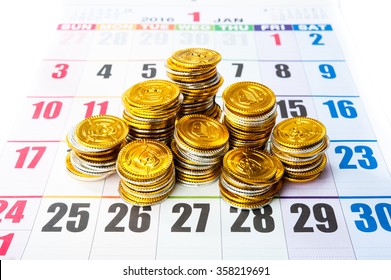 Calendar, a lot of money - Shutterstock ID 358219691