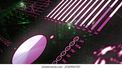 Calendar months and programming commands image over illuminated server hardware. Technology, IT, digital, data center, network, coding - Powered by Shutterstock