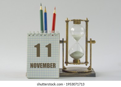 Calendar with November 11 date  procrastination and planning concept, time management, on white background