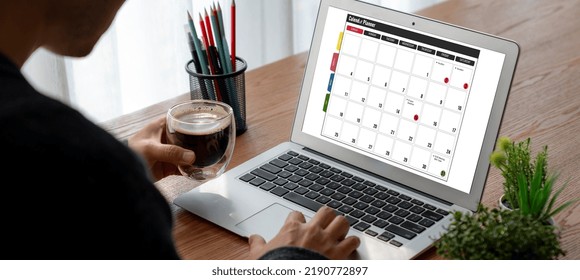 Calendar on computer software application for modish schedule planning for personal organizer and online business