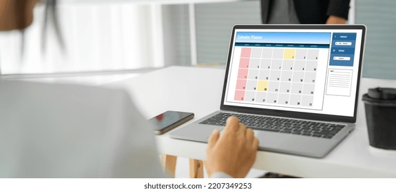Calendar on computer software application for modish schedule planning for personal organizer and online business
