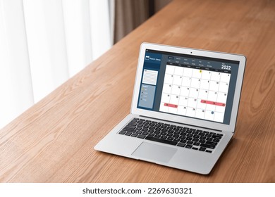 Calendar on computer software application for modish schedule planning for personal organizer and online business