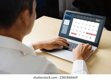 Calendar on computer software application for modish schedule planning for personal organizer and online business
