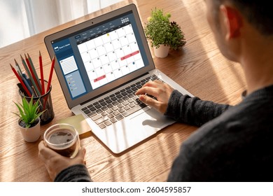 Calendar on computer software application for modish schedule planning for personal organizer and online business
