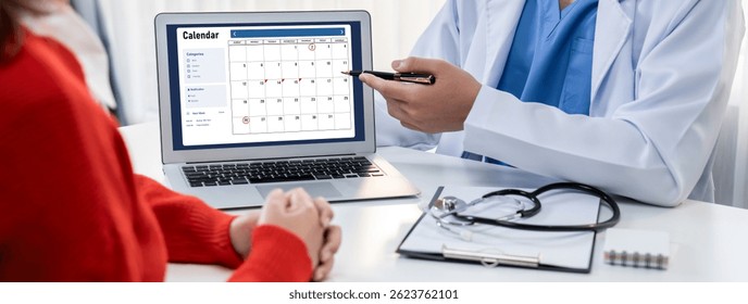 Calendar on computer software application for brisk schedule planning for personal organizer and online business