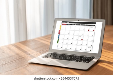 Calendar on computer software application for modish schedule planning for personal organizer and online business
