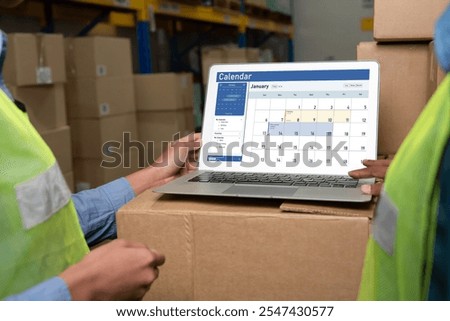 Calendar on computer software application for schedule planning for personal organizer and online business snugly