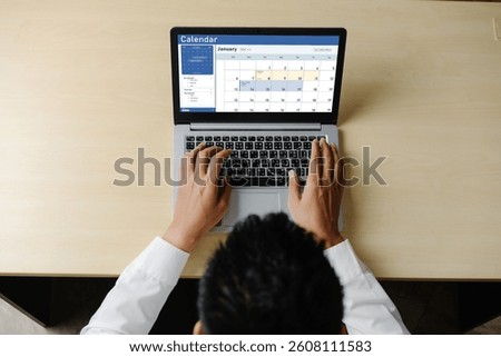Calendar on computer software application for schedule planning for personal organizer and online business snugly