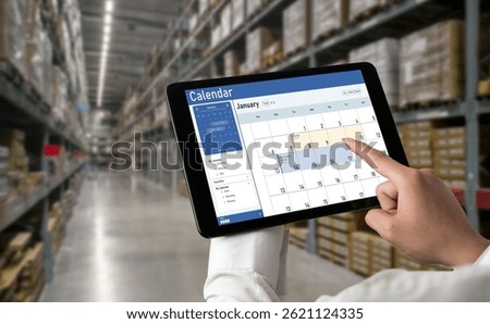 Calendar on computer software application for schedule planning for personal organizer and online business snugly