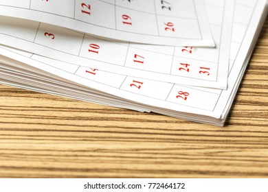 calendar on the table