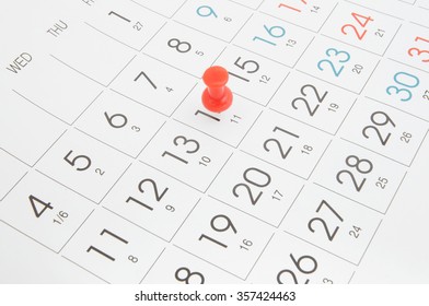 Calendar Page Push Pin Planning Concept Stock Photo 357424463