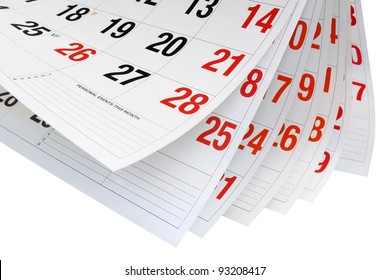 Calendar Pages on White Pages