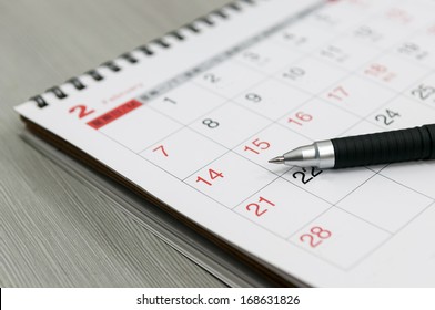 calendar and pen