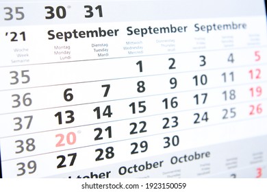 Calendar Planner For The Month September 2021