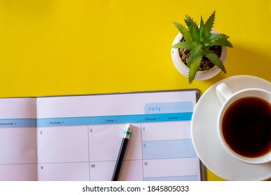 Calendar For Planner And Organizer To Plan And Reminder Daily Appointment, Meeting Agenda, Schedule, Timetable And Management Of Job, Work From Home. Calendar Reminder Event Concept.