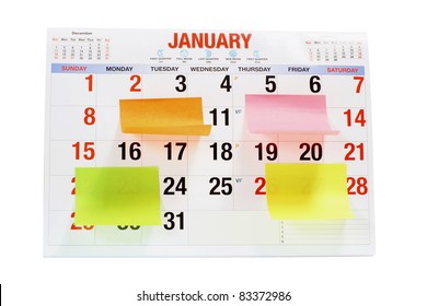 Calendar Postit Notes On White Background Stock Photo 83372986