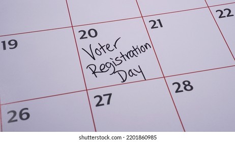 Calendar Reminder About National Voter Registration Day On September 20, 2022 In The US.                               